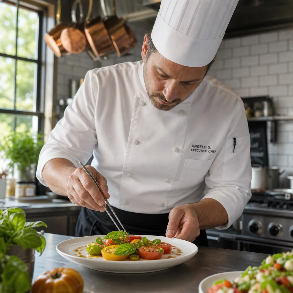 Professional private chef preparing gourmet cuisine