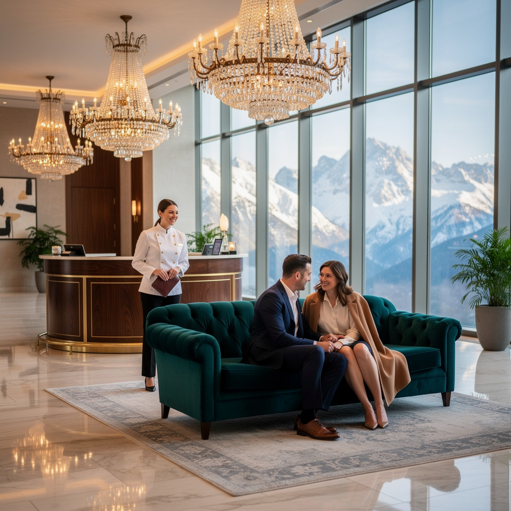 High-end resort lobby interior