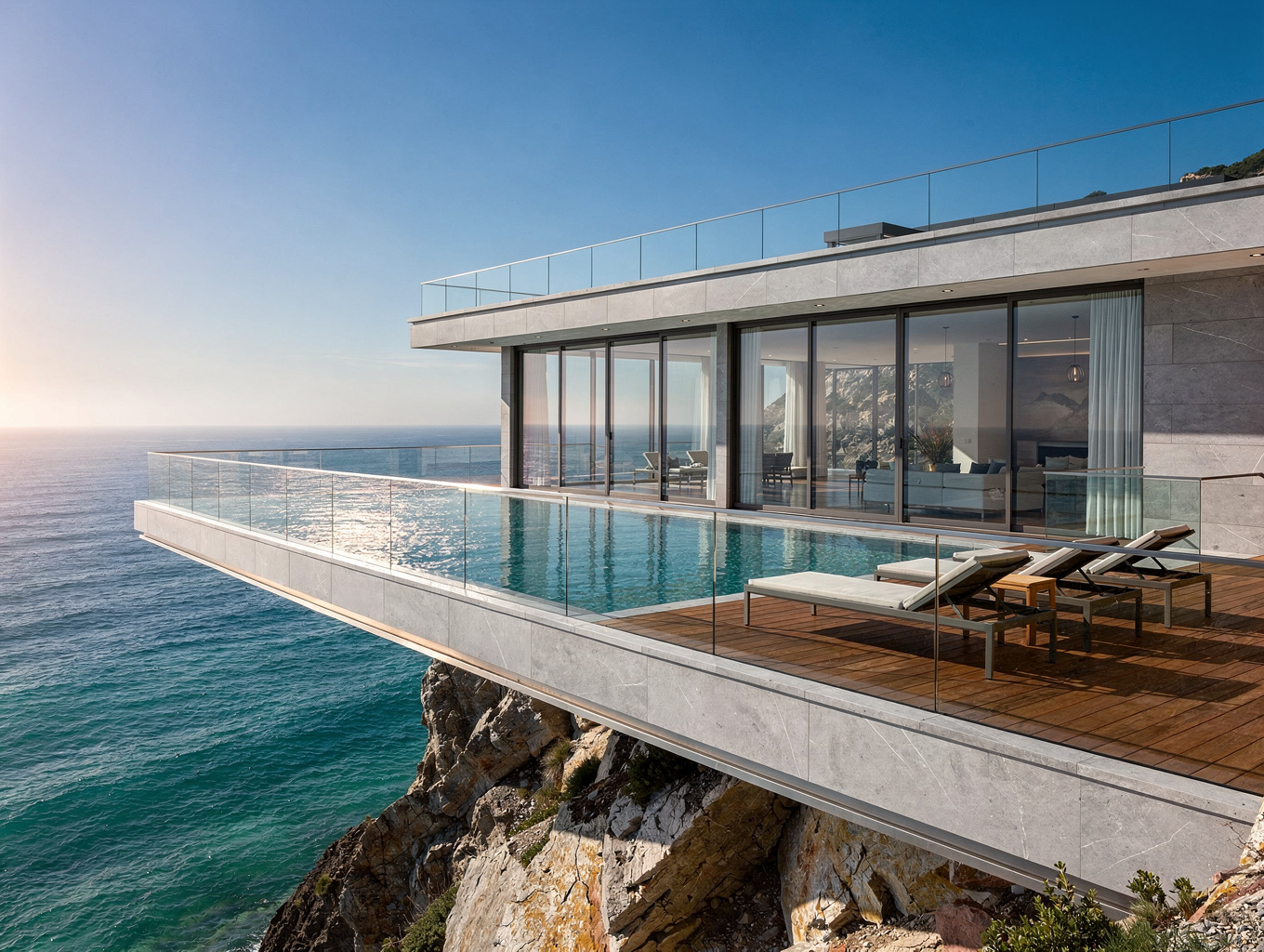 Luxury property exterior with ocean view