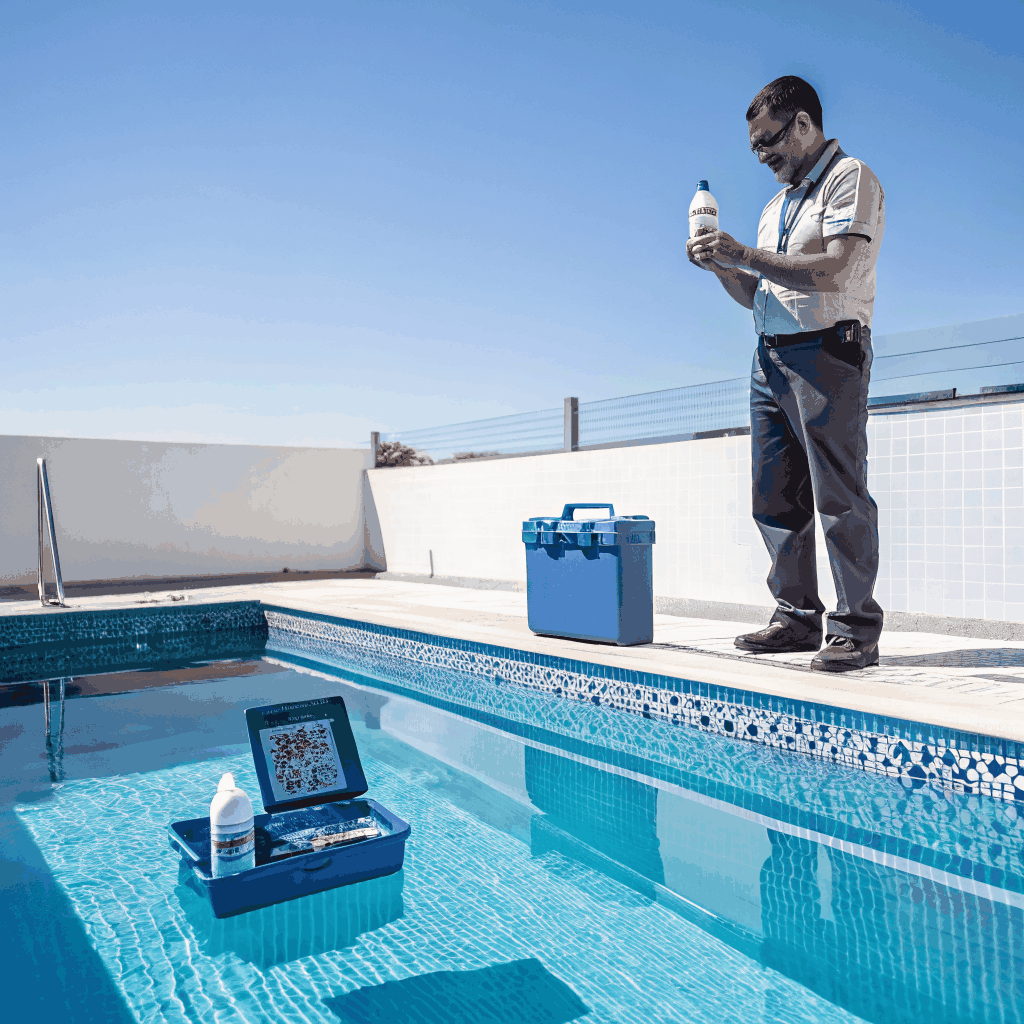 Infinity pool maintenance inspection